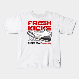 AJ 3 Retro White Cement Sneaker Kids T-Shirt